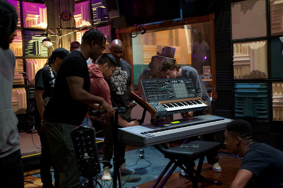 Austin helping artists set up their gear at Lucky Run Studios, 2024