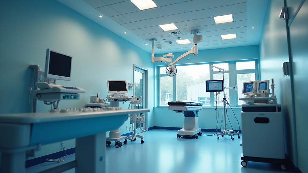 Eye-level view of a modern endoscopy suite with advanced medical equipment