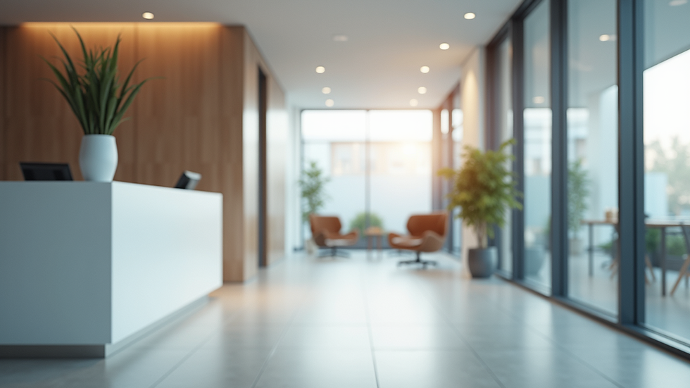 Eye-level view of a modern medical clinic reception area