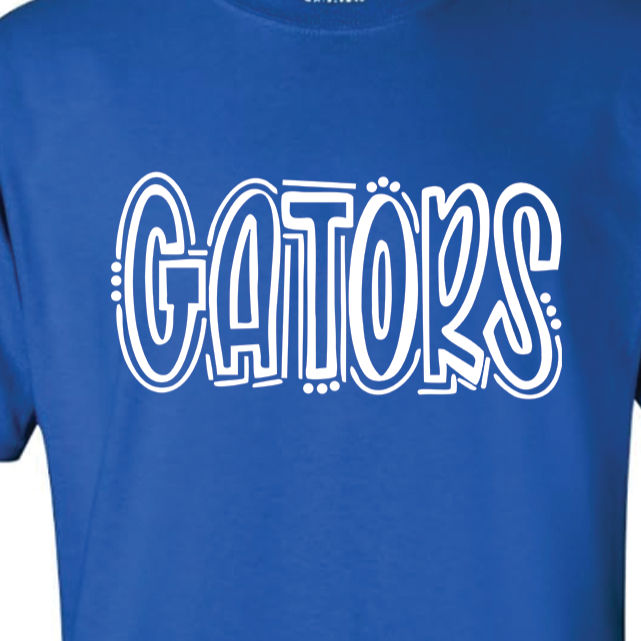 Gators White Doodle Letters