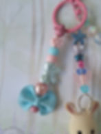 Thumbnail: Sylvanian family bunny blue and pink beaded keyring