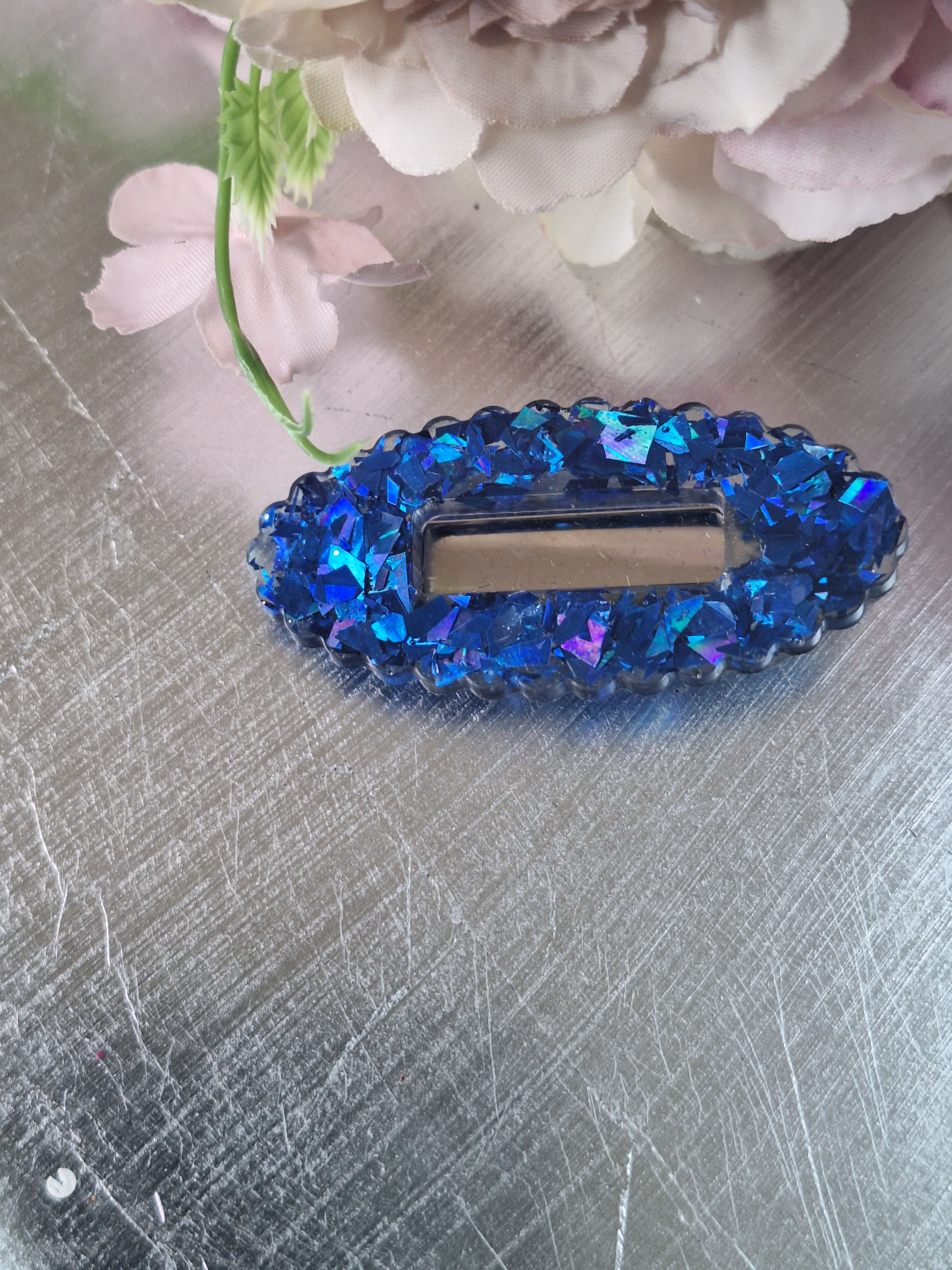 Handmade blue mini hair- clip