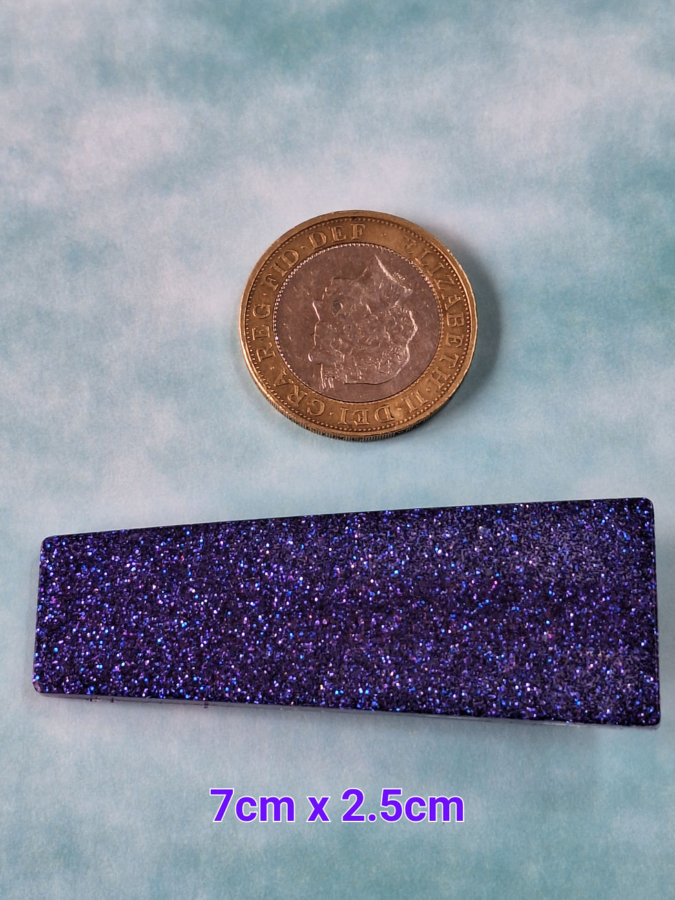 Thumbnail: Handmade blue and purple glitter hair-clip