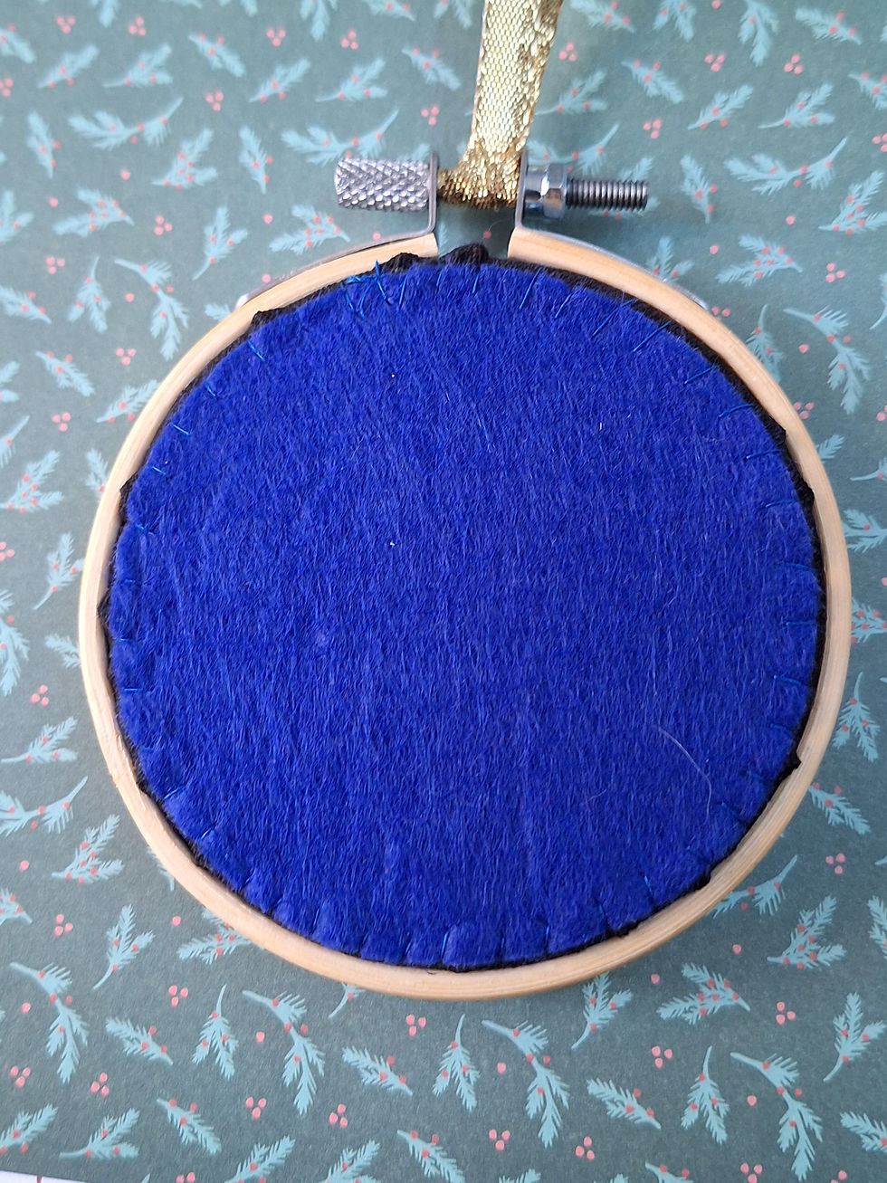 Thumbnail: Hand embroidered snowflake Christmas bauble