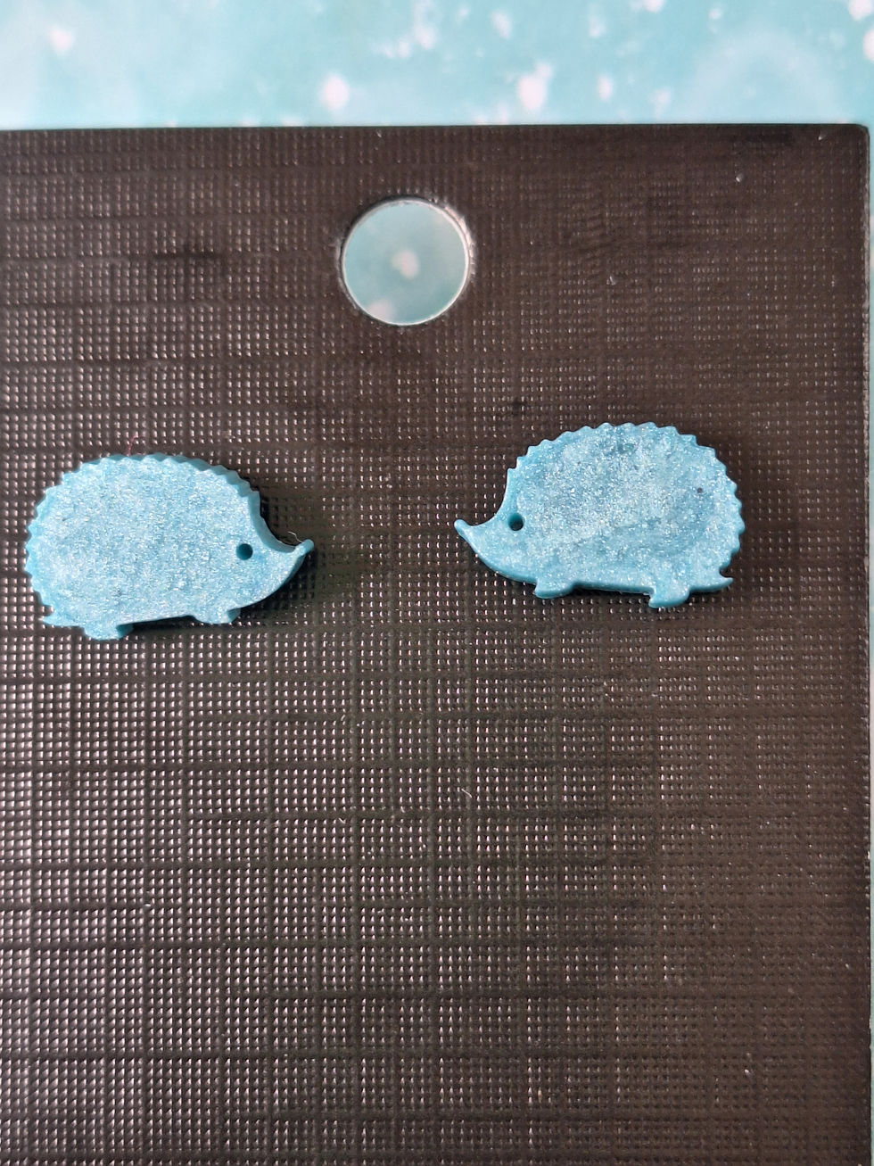 Thumbnail: Handmade blue hedgehog studs