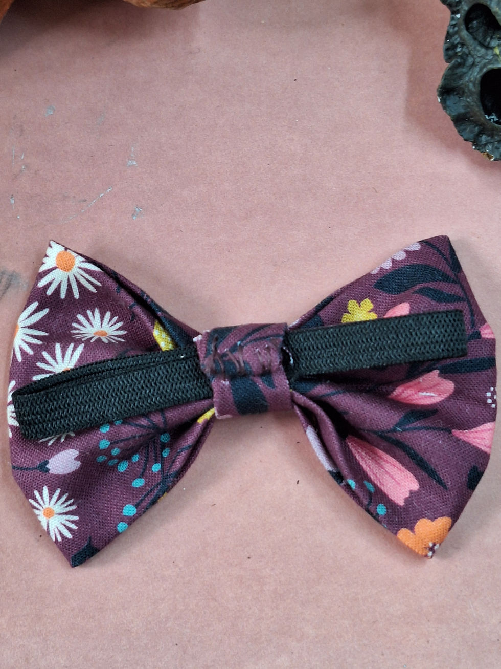 Thumbnail:  Purple floral pattern dog bow-tie