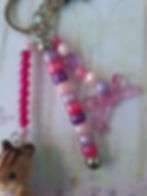 Thumbnail: Sylvanian family pink and purple chipmunk beaded keyring