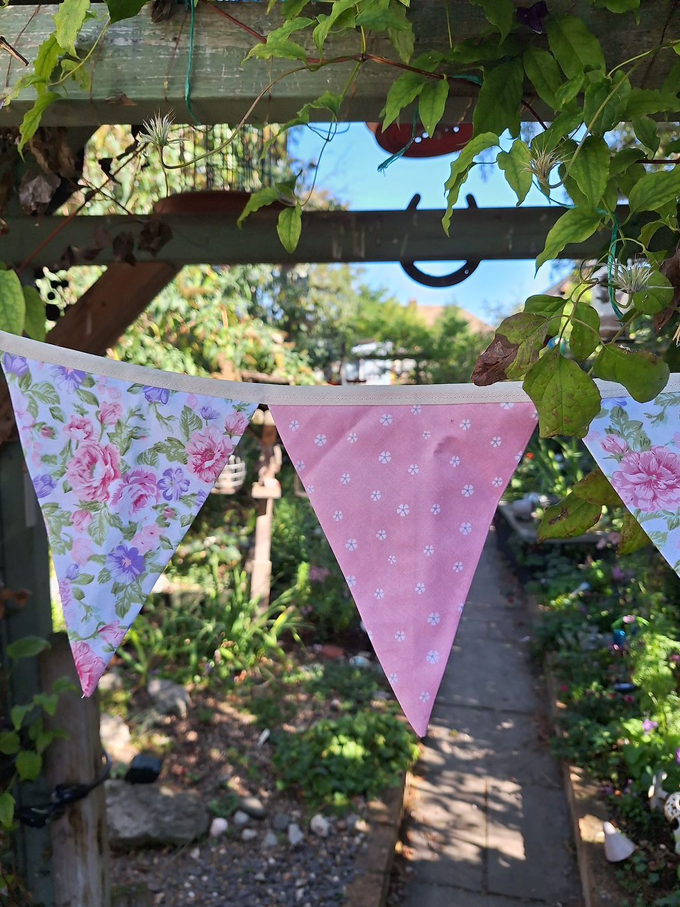 Thumbnail: Handmade pink floral cotton bunting