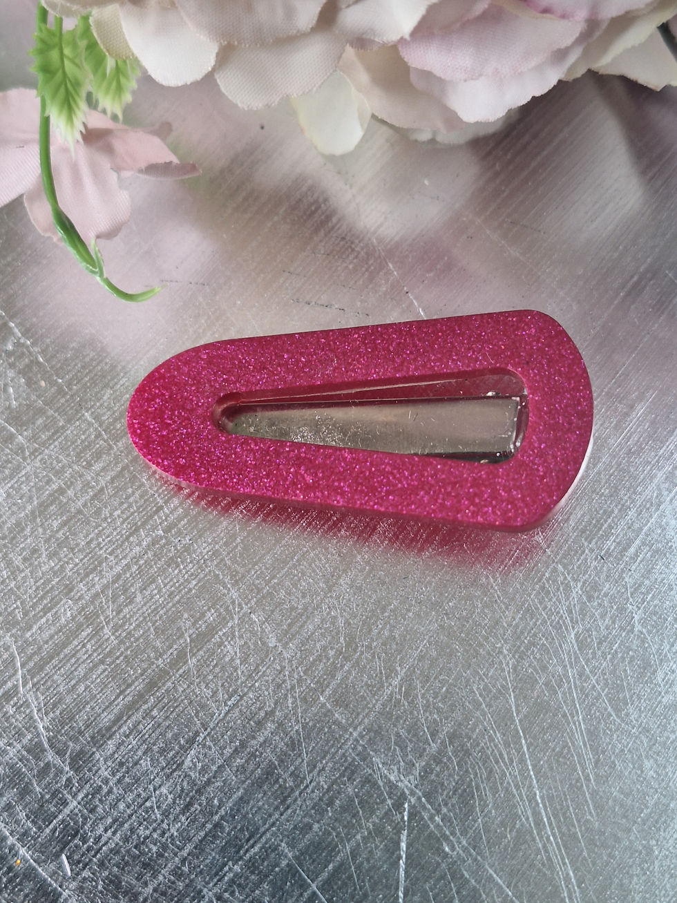 Handmade fine pink glitter mini hair- clip