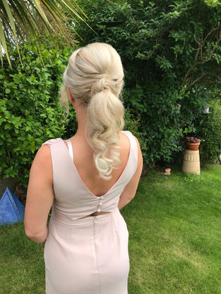 blonde bridesmaid let down hair