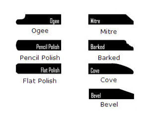 Glass top edge profiles