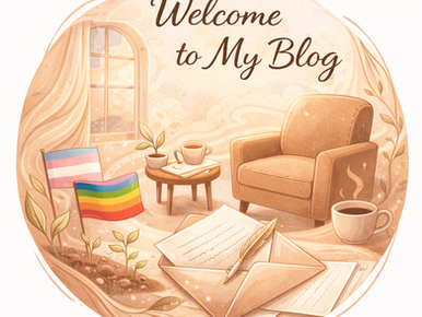 Digital illustration in soft Art Nouveau style. A circular composition featuring an open envelope with a handwritten letter inside, surrounded by abstract botanical leaves and flowing lines in warm beige and blush tones. The image evokes calm, care, and personal connection.