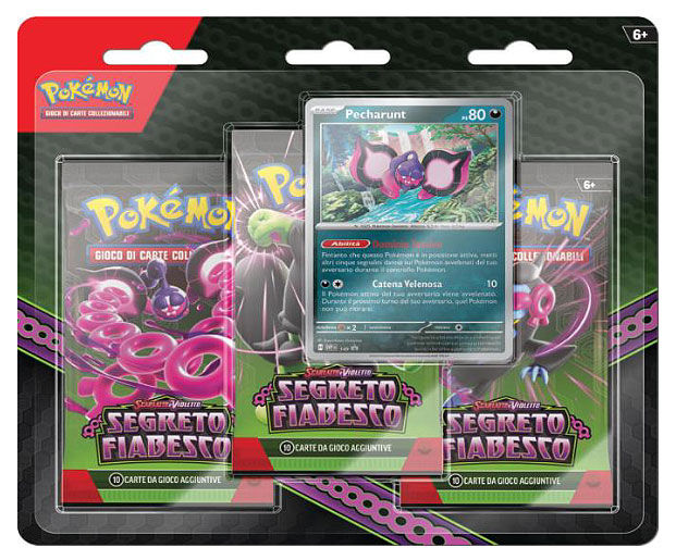 Pokémon Collezione 3 Pack Blister Pecharunt Segreto Fiabesco (ITA)