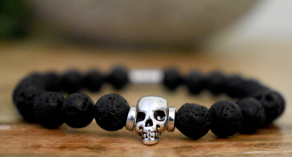 Miniature : Bracelet - Pierre de lave, Skull