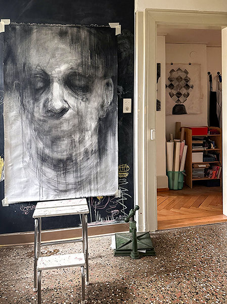 Kohlearbeit zum Thema Stille, 100 x 170cm