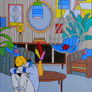 Paradiso - 2024 - 70x50cm - Malerei mit Elementen der Nadelmalerei und Fragmenten der Fadengrafik - Kerstin Heinze-Grohmann
