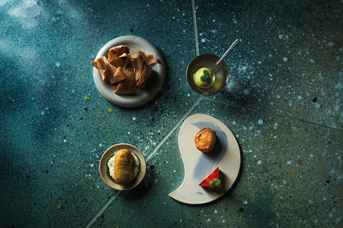 Comptoir De Vie, Paris: Bar Snacks, Chicken, Oyster, and Mushroom Crisps. Photography: Millie Tang