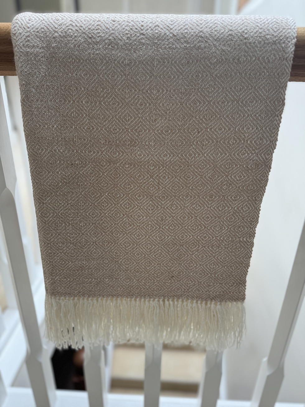 Thumbnail: Alpaca Wrap in Biscuit Fawn & Razzle Dazzle