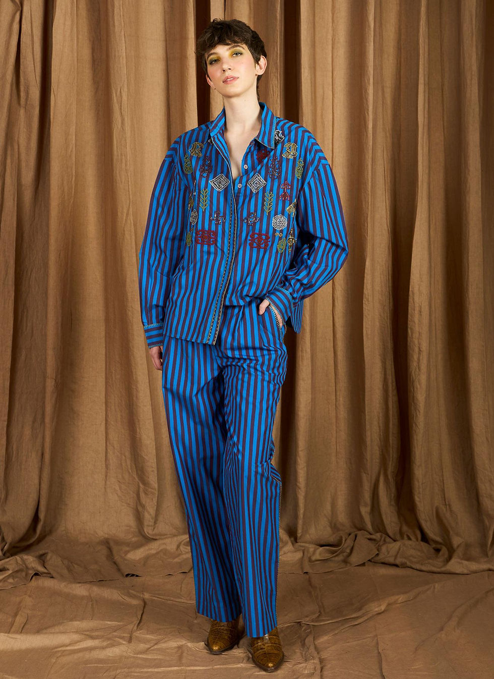 The Striped Shirt With Hand Embroidered Collectors' Motif