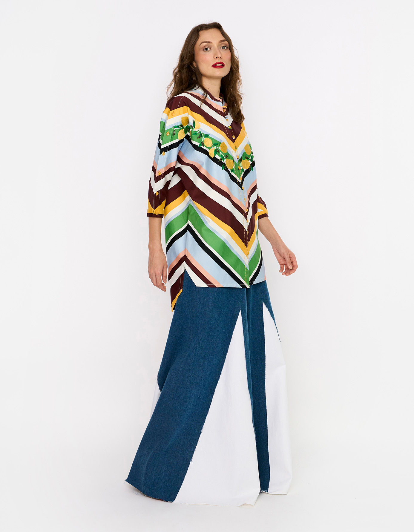 The Button Down Striped Shirt With Embroidered Lemons