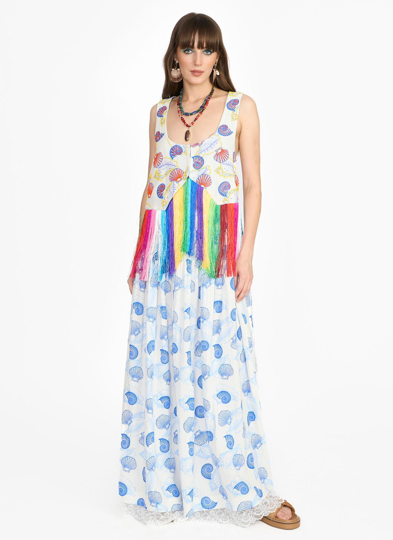 The Pleated Shells Printed Skirt