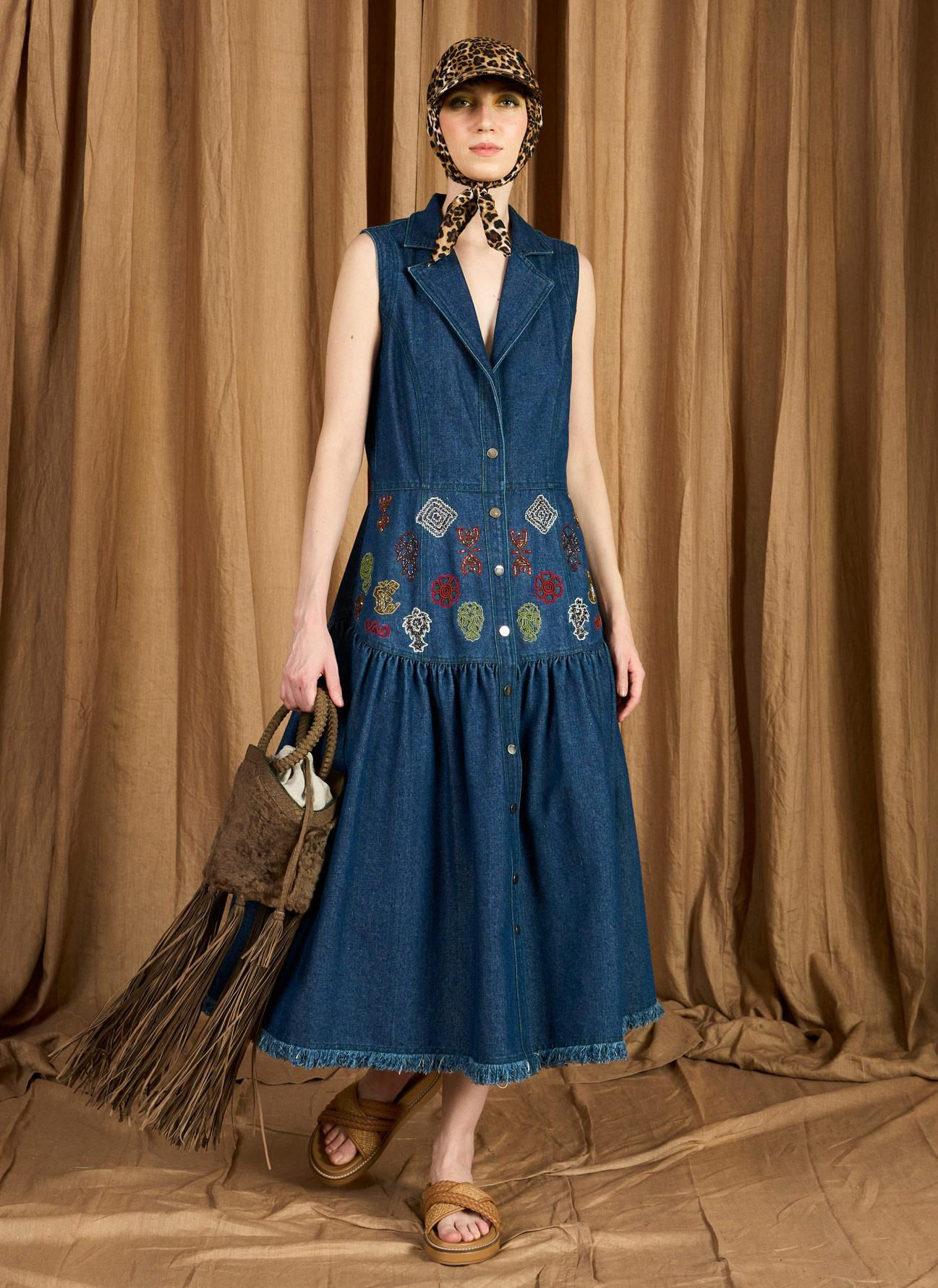 The Hand Embroidered Denim Dress