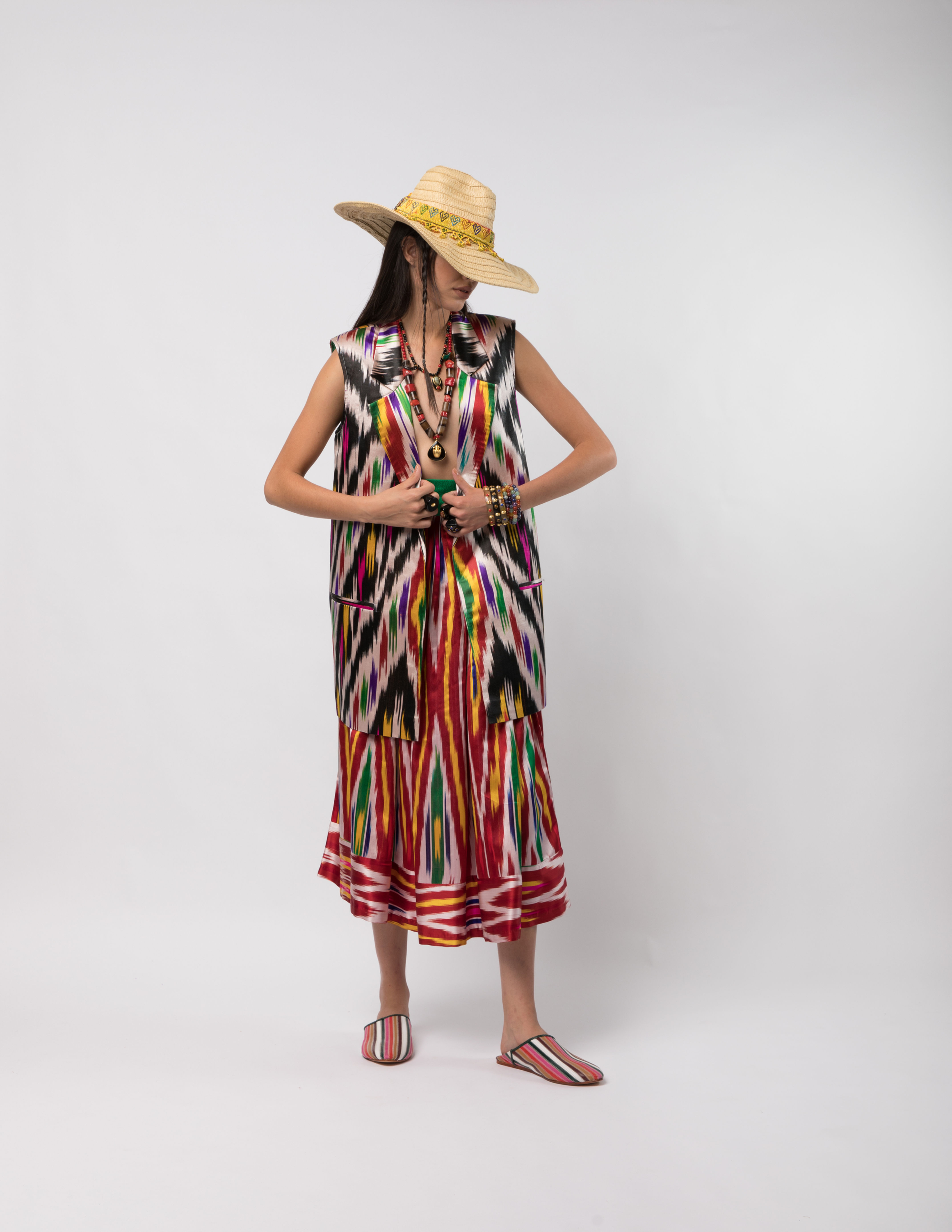 Uzbeki Silk Long Waistcoat