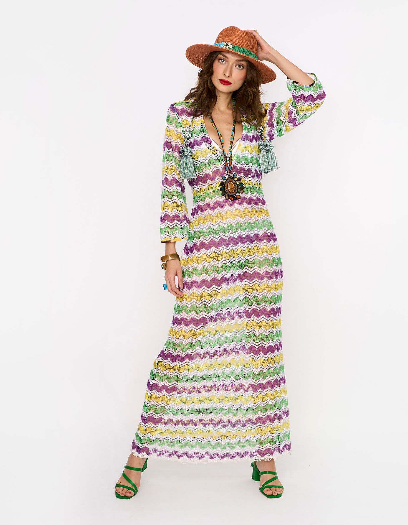 The Long Crochet Dress With Tassel Detail