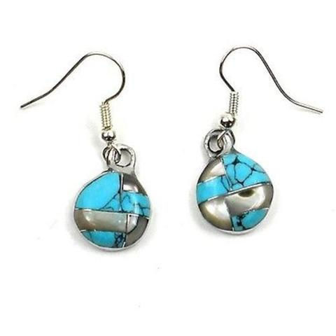 Turquoise and Abalone Silver Earings