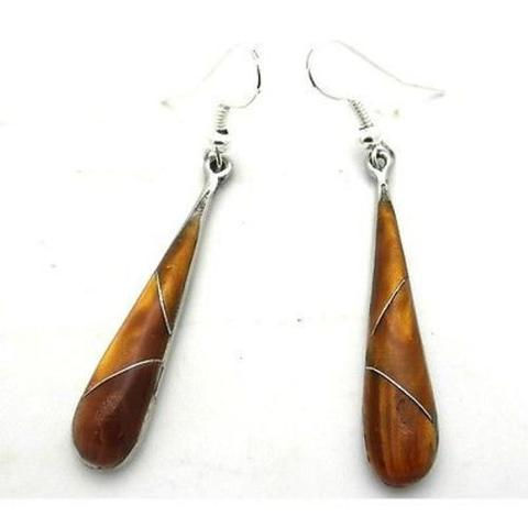Alpaca Silver & Tiger's Eye Drop Earrings