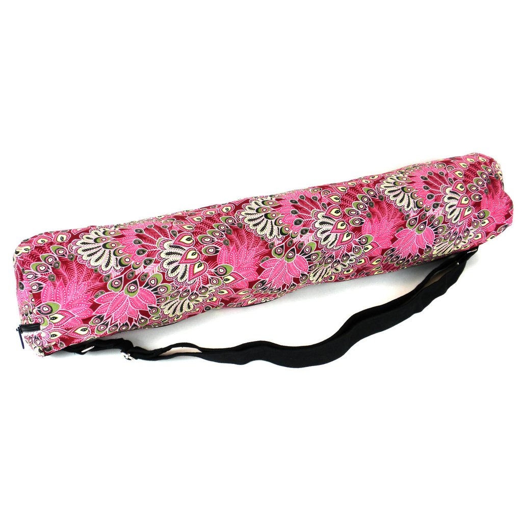 Pink Peacock Yoga Mat Bag