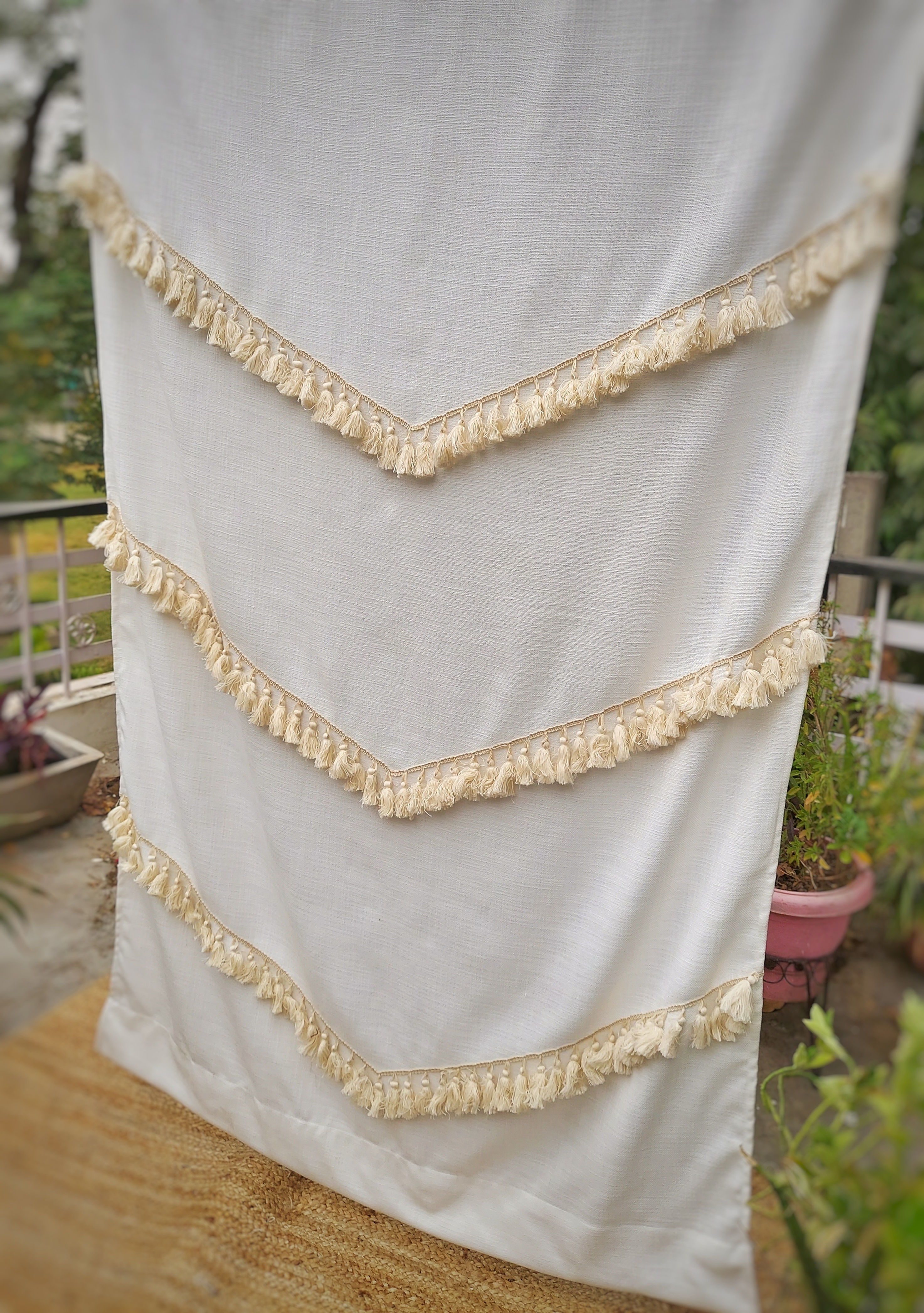 Off-White Fringe Curtain