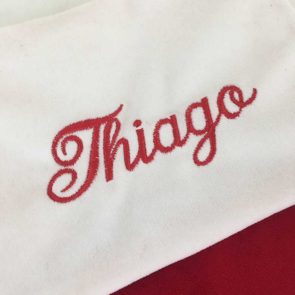 Miniatura: Meia Natalina Personalizada Vermelha Plush e Suede