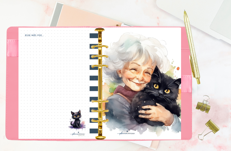 Miniatura: Miolo Gato preto COLORIDO