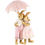 Thumbnail: Bunny koppel onder paraplu, resina, 9x5x14cm