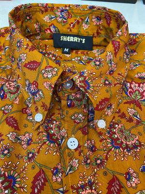 サムネイル： Sherry's Paisley washable Silk Shirt: Rust, Royal Blue and Red