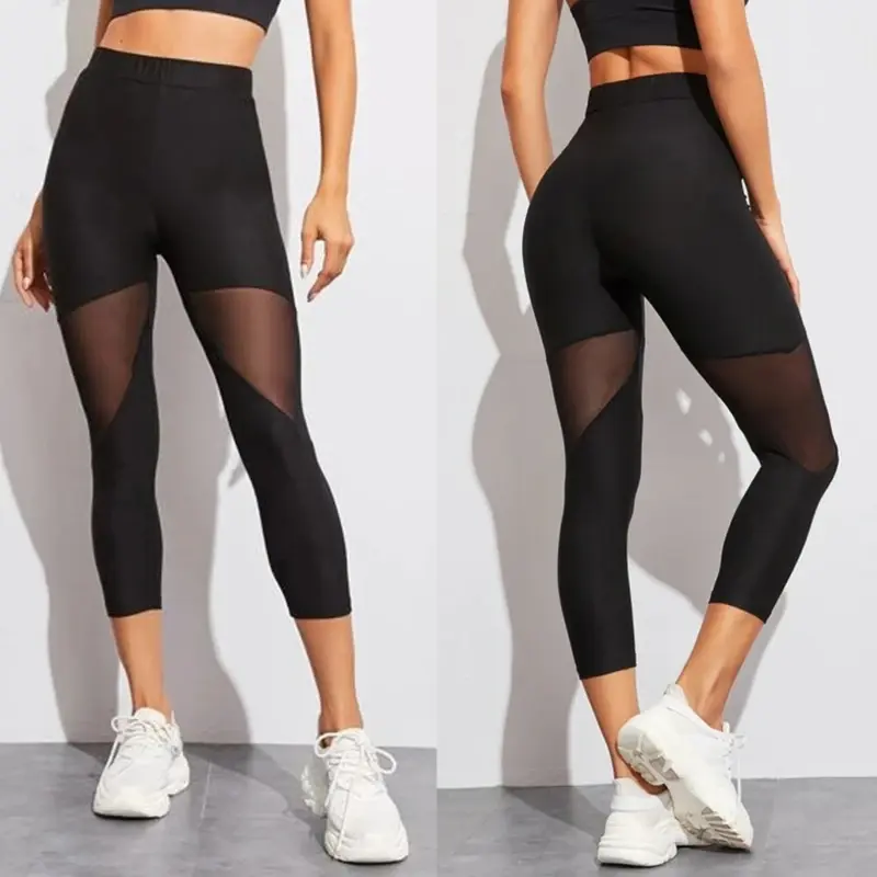 Women Leggings Gothic Insert Mesh Design Trousers Pants