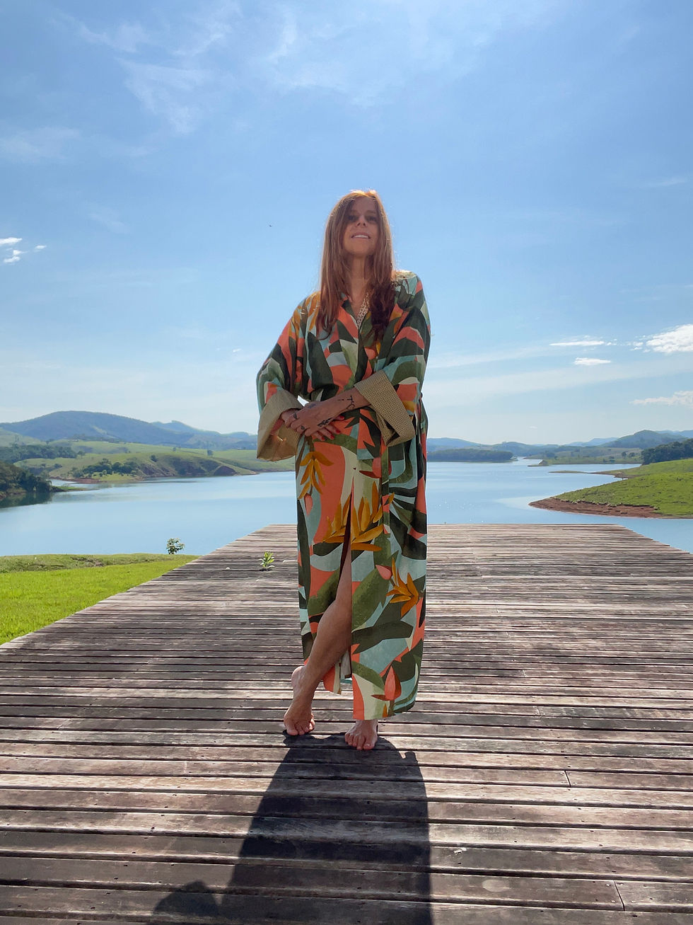 Miniatura: Kimono Tokyo longo Floral fundo azul