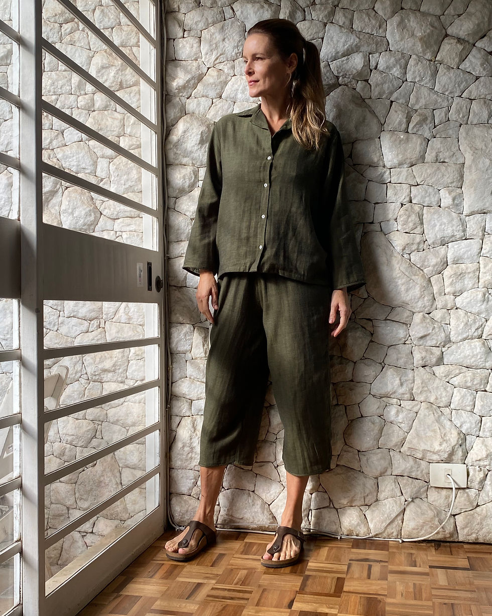 Miniatura: Pijama 3/4 Verde Oliva