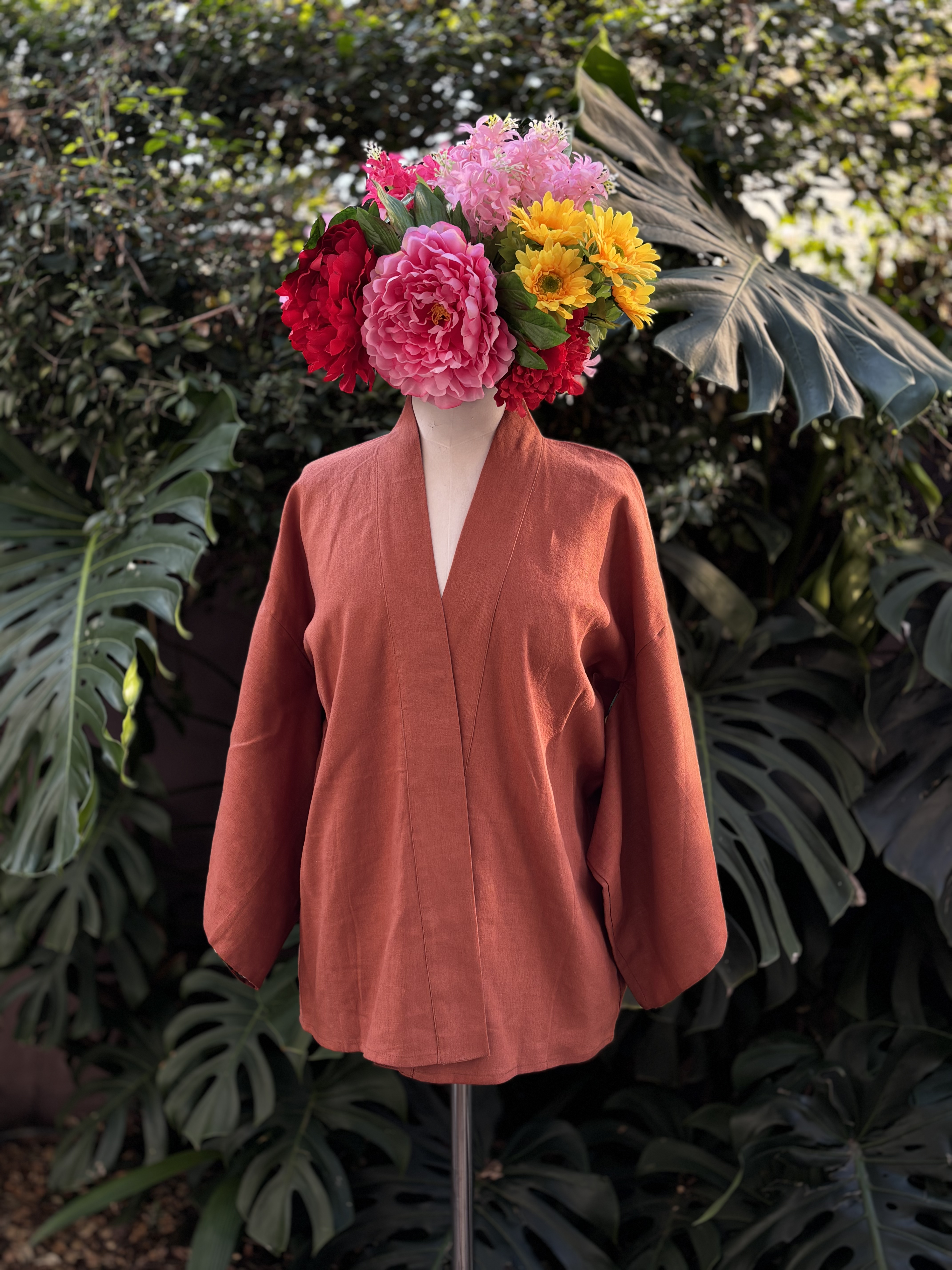 Kimono Kyoto curto linho Caramelo