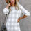Thumbnail: Gingham Balloon Sleeve Sweater Dress