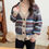 Thumbnail: Womens Button Down Striped Cardigan
