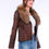 Thumbnail: Ravenna Leather Biker Jacket - Brown