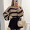 Thumbnail: Autumn Winter Women Knitted Pullover Striped Trendy Loose Sweater