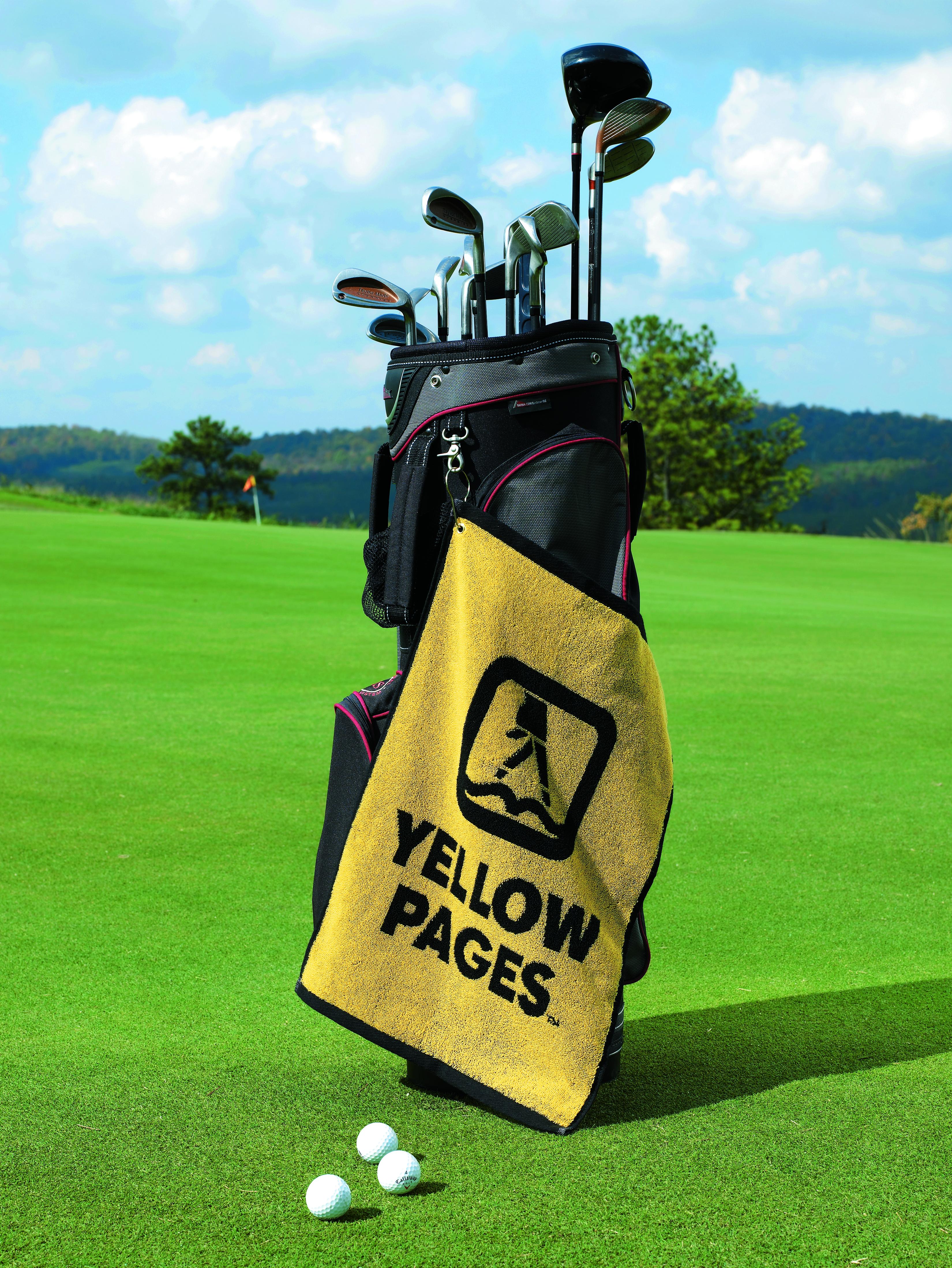 2 colour jacquard woven golf towel