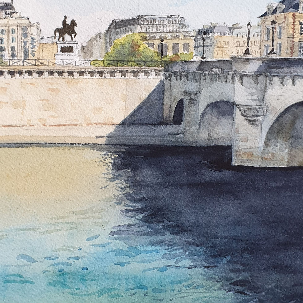 Miniature : Aquarelle originale "Le Pont-Neuf et la place Dauphine"