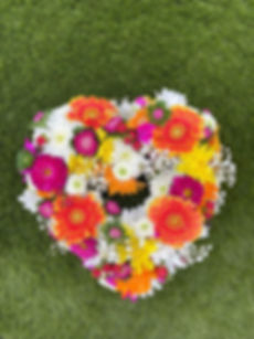 Bespoke 12inch multi-coloured open heart wreath. 