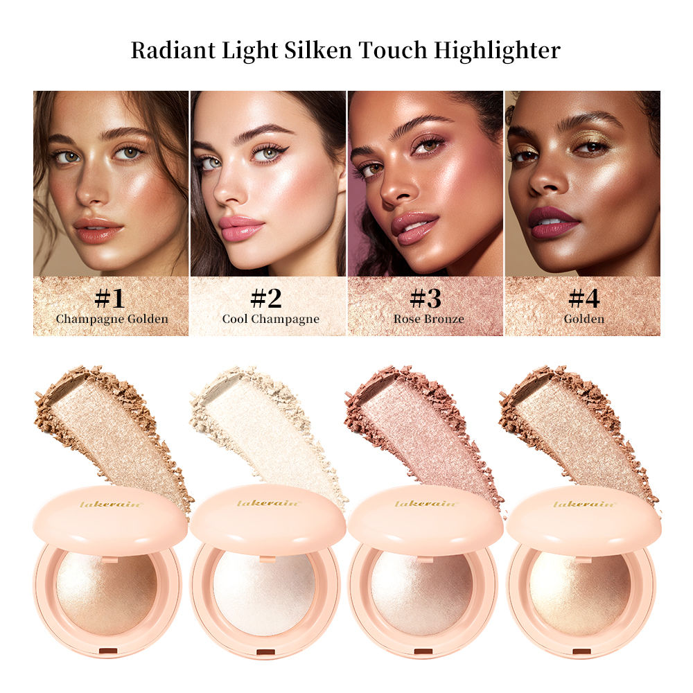 LongLasting Waterproof Face Highlighter Powder Instant Silky Skin Glow Baked Shi