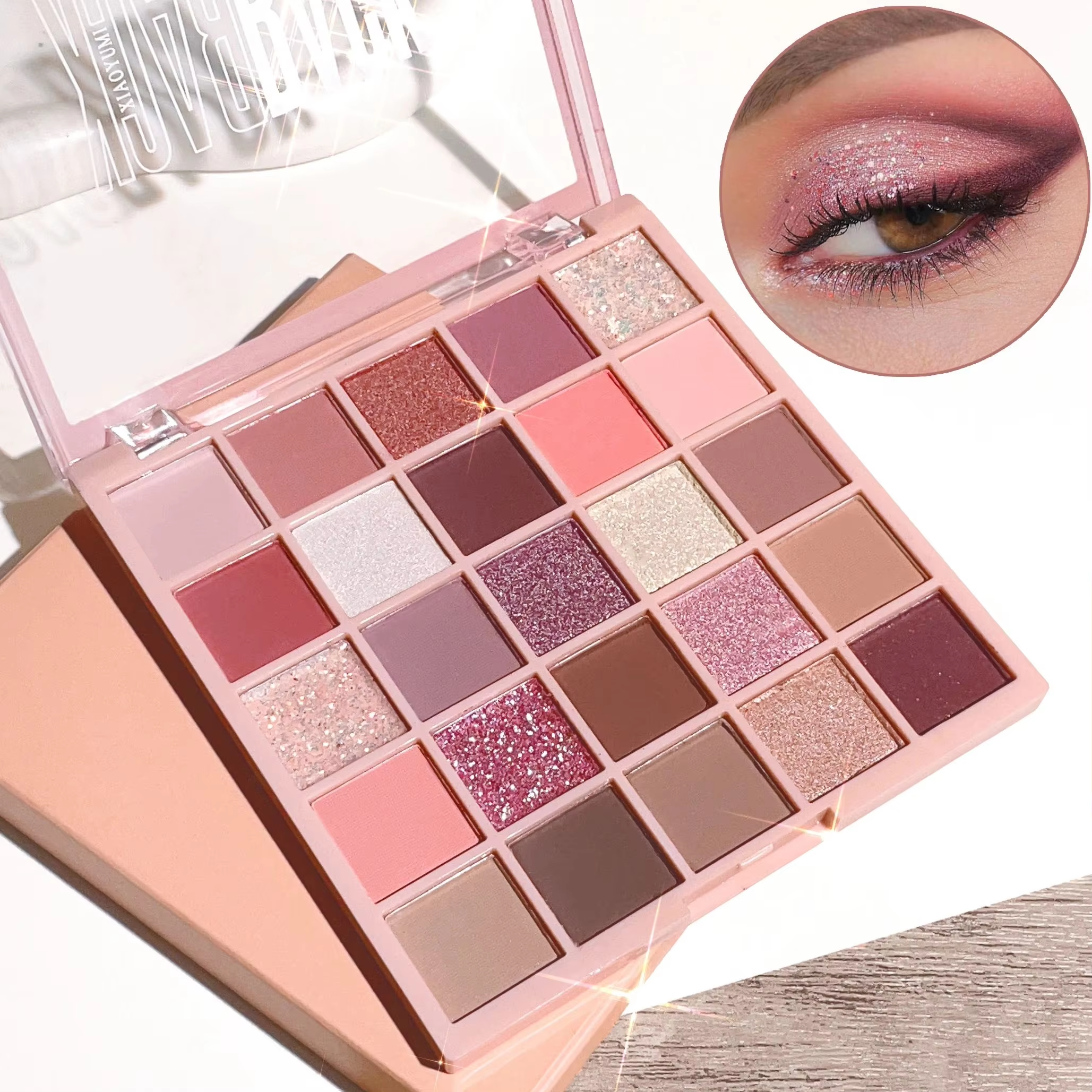 25-color eye shadow tray, oatmeal milk tea tray, sparkling powder, pearl sequins