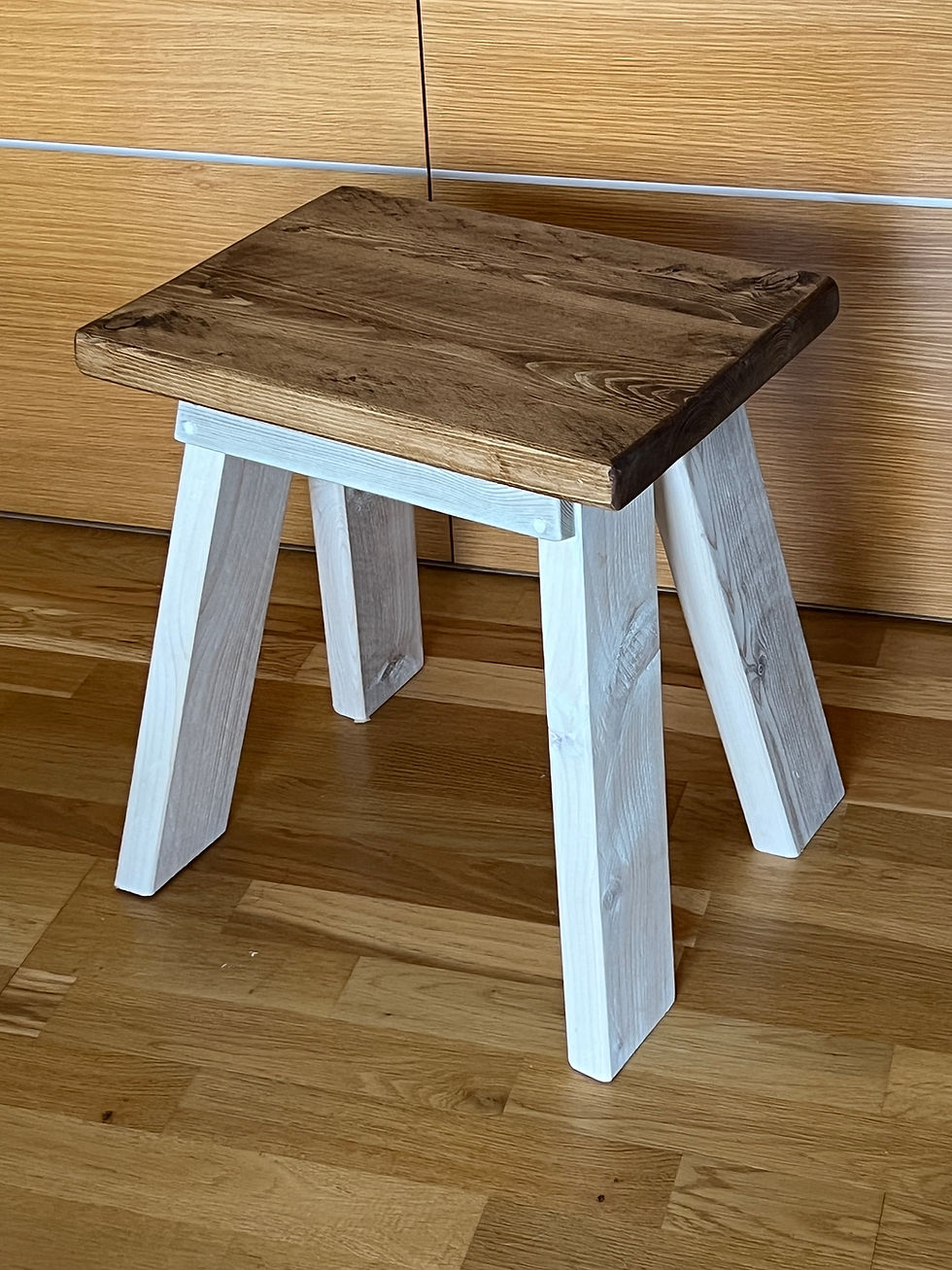 Thumbnail: brown rustic wooden side table with white legs